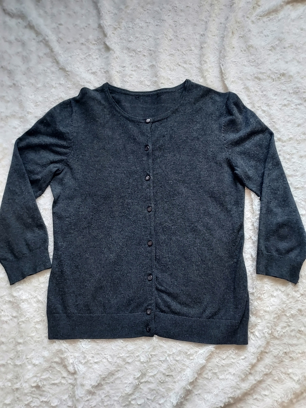 Cable & Gauge Charcoal Gray Rayon Blend Button-Front Cardigan S/M Fall Classic